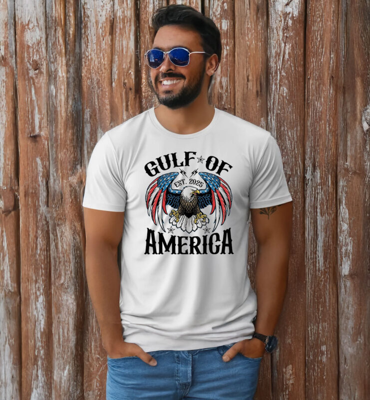 Gulf of America 2025 USA Flag Eagle T-Shirt