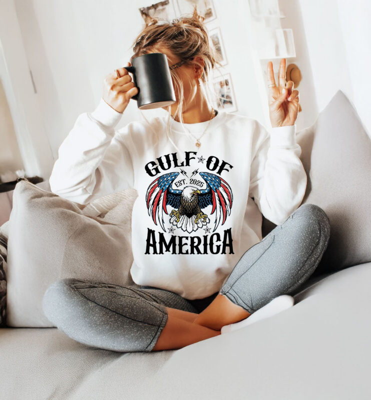 Gulf of America 2025 USA Flag Eagle T-Shirt